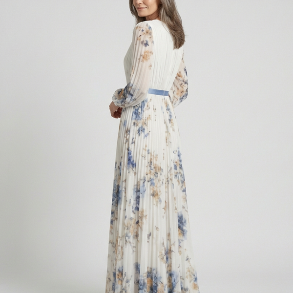 Aurélia | Robe Maxi Fleurie Plissée Élégance Douce