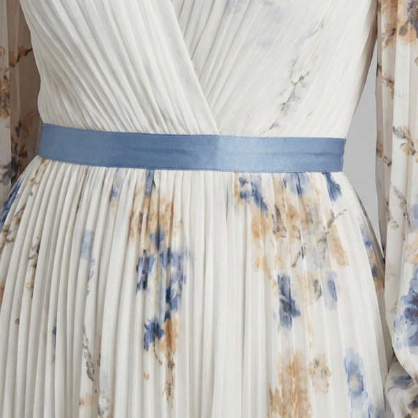 Aurélia | Robe Maxi Fleurie Plissée Élégance Douce