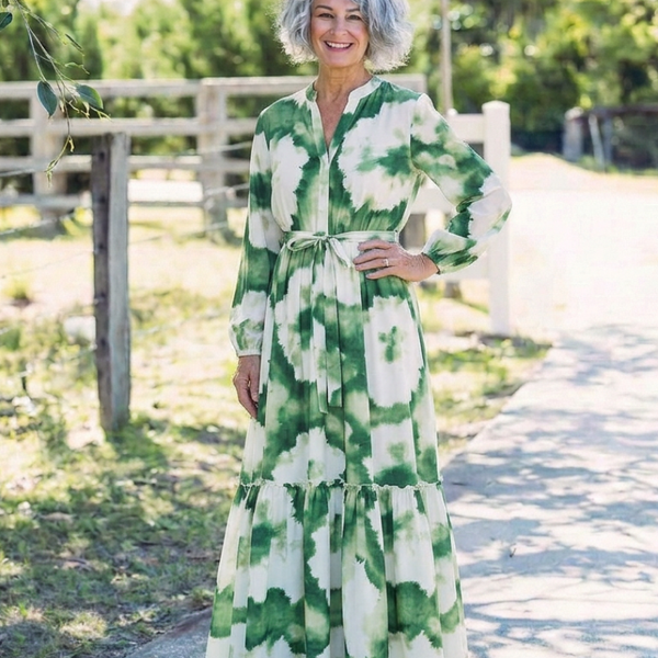 Garance | Robe Maxi Imprimé Nature Élégance Fluide