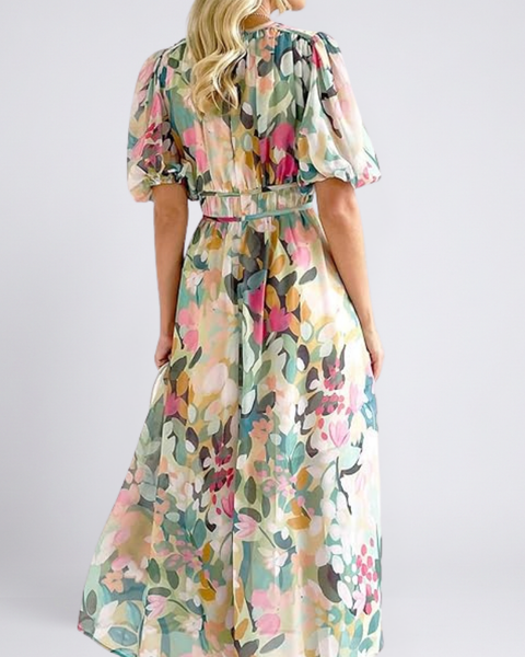 Émiliane | Robe Maxi Fleurie Aquarelle Élégante