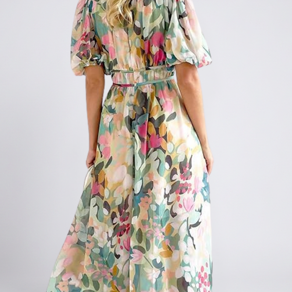 Émiliane | Robe Maxi Fleurie Aquarelle Élégante