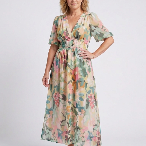 Émiliane | Robe Maxi Fleurie Aquarelle Élégante