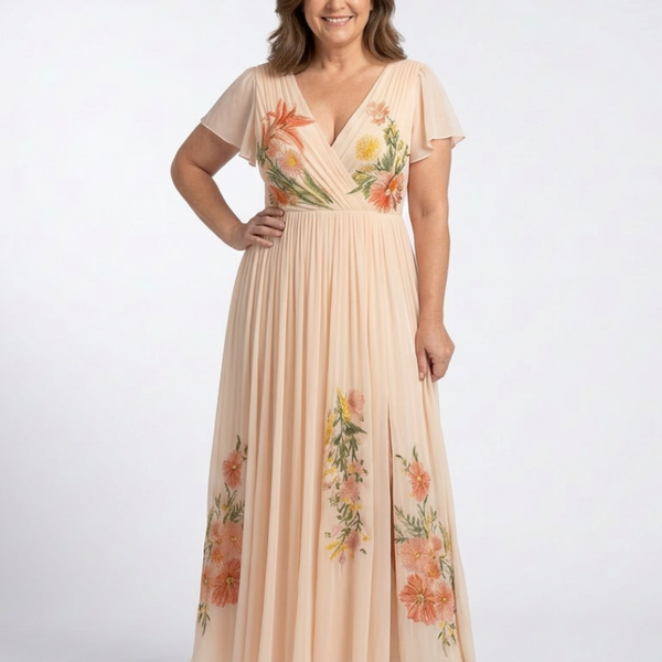 Anaëlle | Robe Maxi Fleurie Plissée Romantique