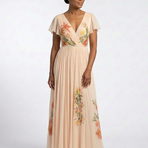 Anaëlle | Robe Maxi Fleurie Plissée Romantique