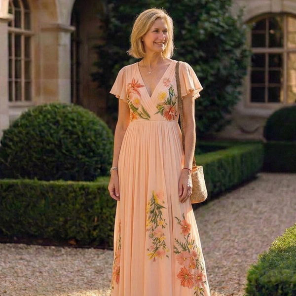 Anaëlle | Robe Maxi Fleurie Plissée Romantique
