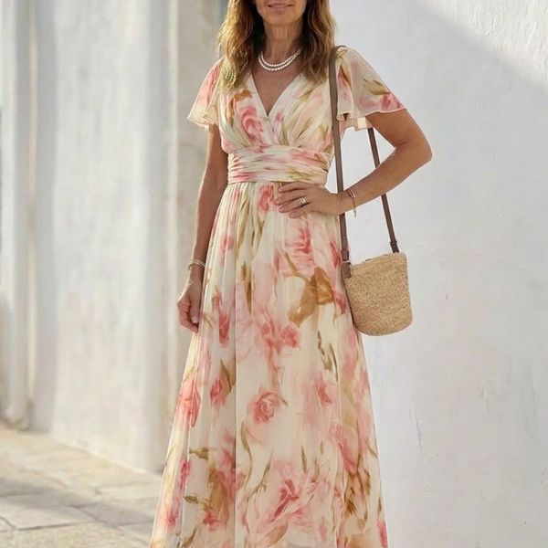 Éléonore | Robe Maxi Fleurie Élégance Aérienne