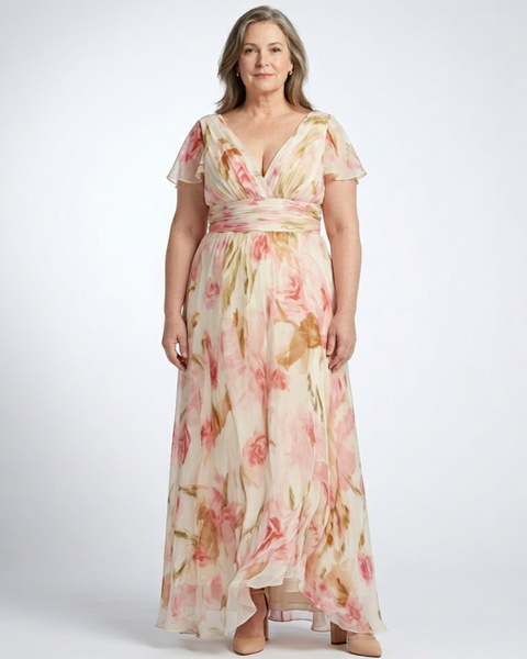 Éléonore | Robe Maxi Fleurie Élégance Aérienne