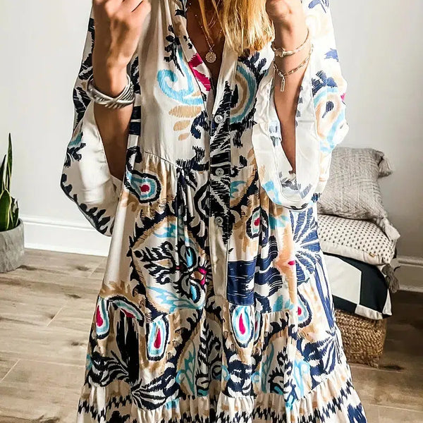 Émilie | Robe Bohème Imprimée