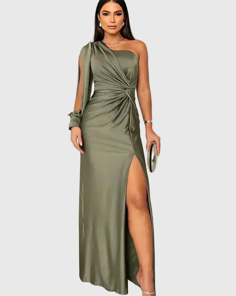 Auriane | Robe Maxi Asymétrique Satinée