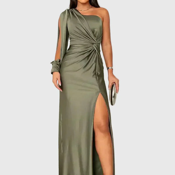 Auriane | Robe Maxi Asymétrique Satinée