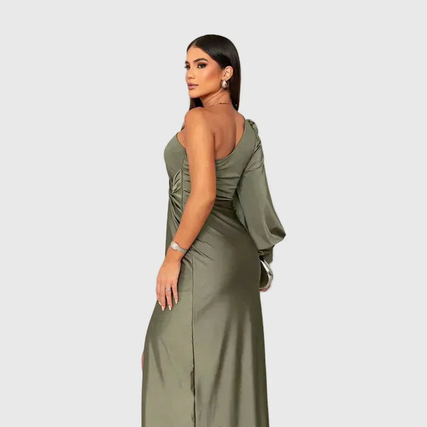 Auriane | Robe Maxi Asymétrique Satinée
