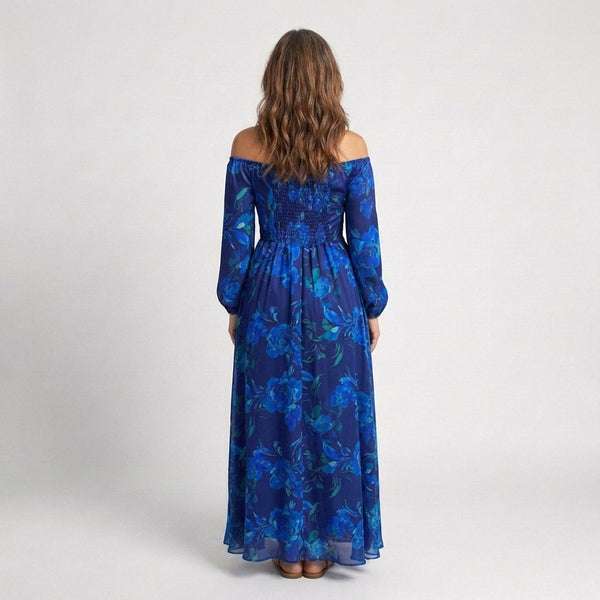 Isaline | Robe Maxi Fleurie Épaules Dénudées