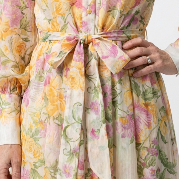 Solène | Robe Maxi Fleurie Boutonnée Élégance Printanière