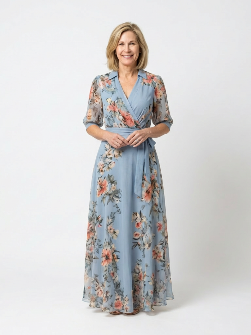 Amandine | Robe Maxi Fleurie Portefeuille