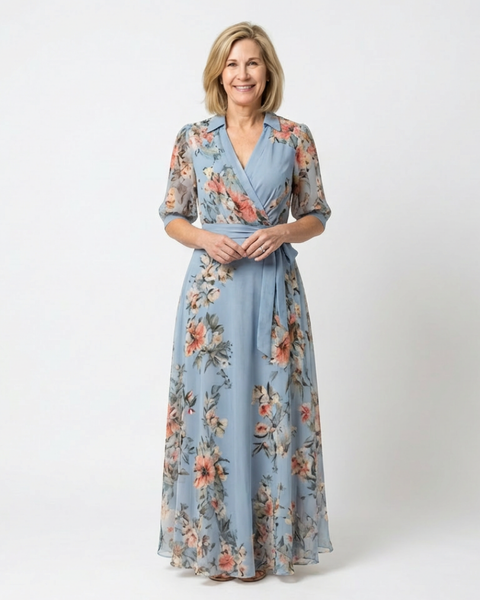 Amandine | Robe Maxi Fleurie Portefeuille