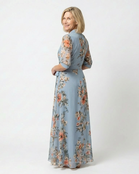 Amandine | Robe Maxi Fleurie Portefeuille
