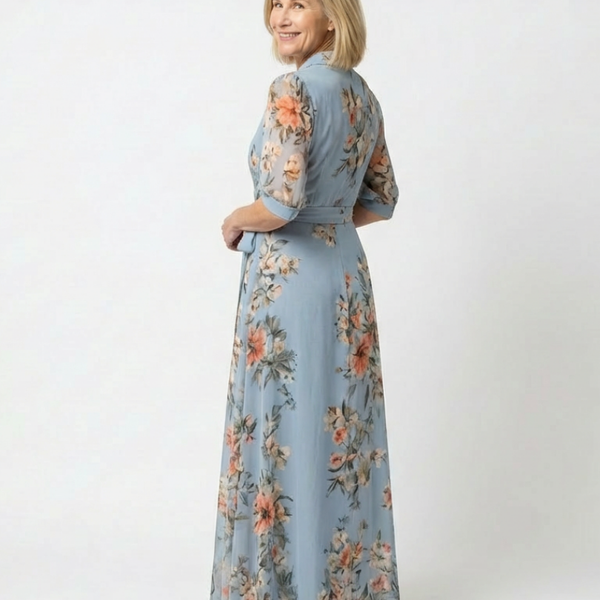 Amandine | Robe Maxi Fleurie Portefeuille