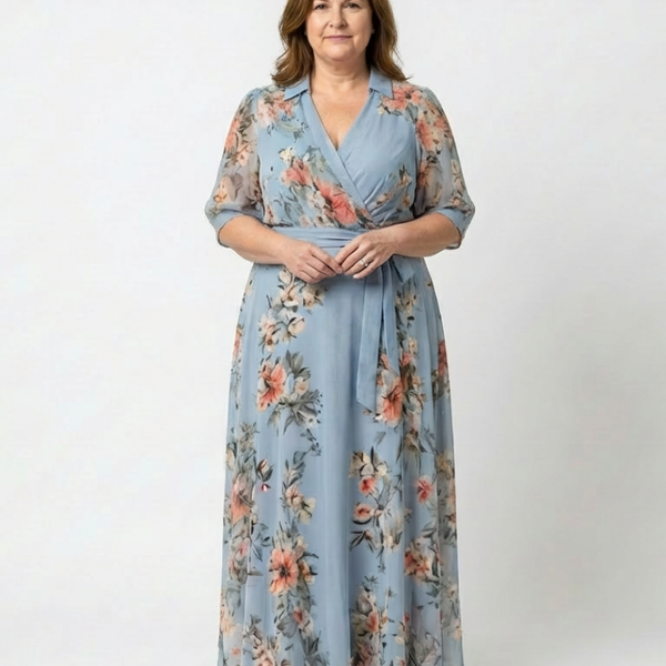 Amandine | Robe Maxi Fleurie Portefeuille