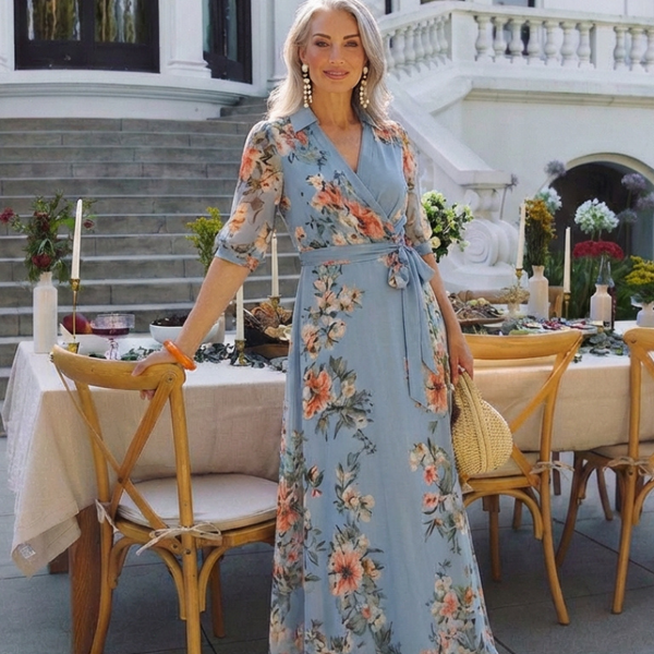 Amandine | Robe Maxi Fleurie Portefeuille