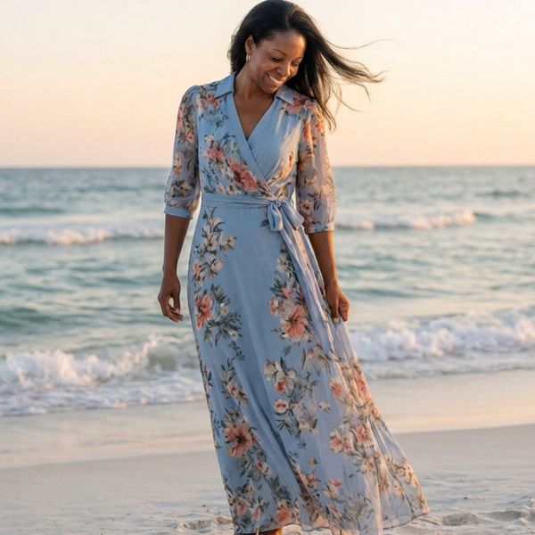 Amandine | Robe Maxi Fleurie Portefeuille